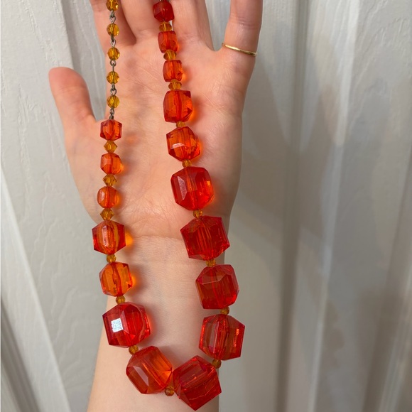 Tarina Tarantino Orange Lucite Cube Necklace - Picture 3 of 3